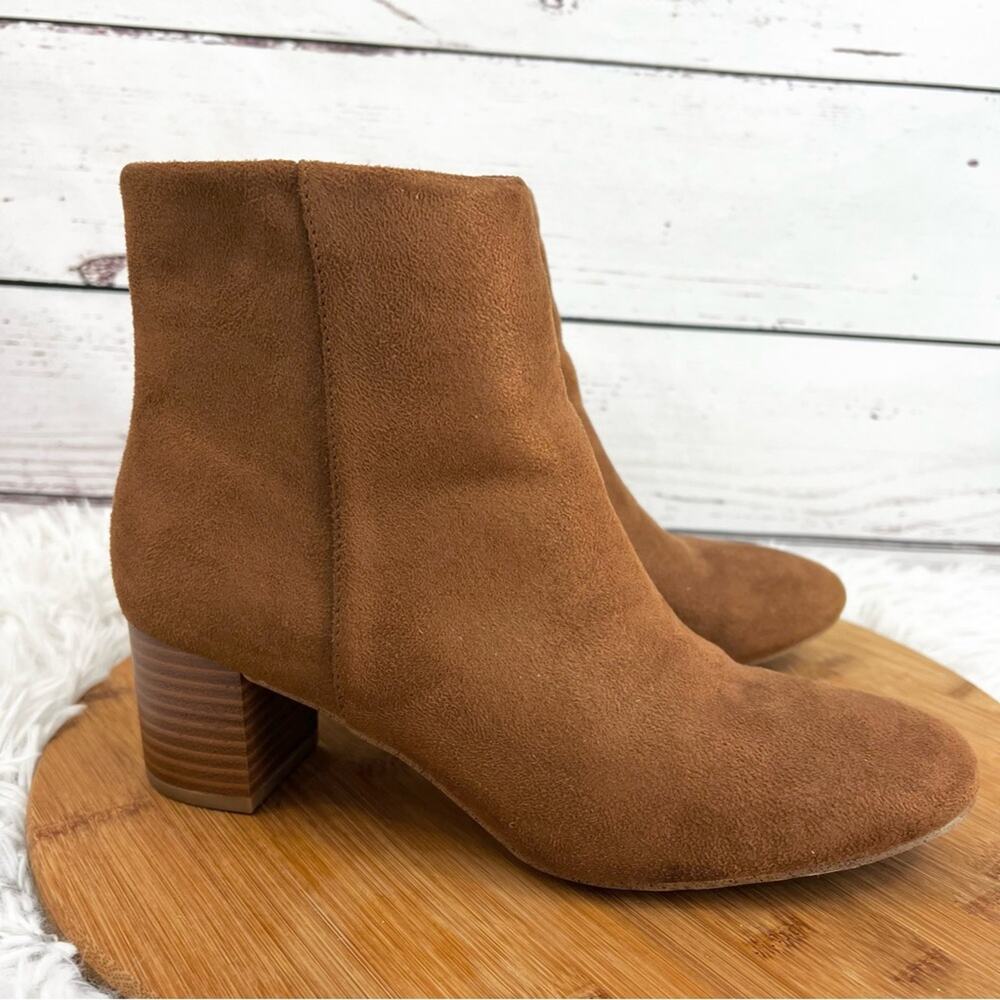 A New Day Brown Ankle Booties Block Heel Size 8